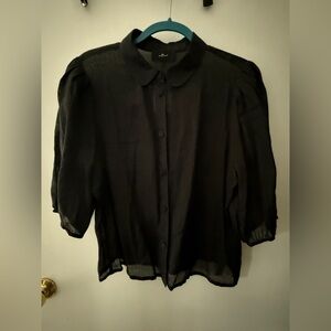 7 For All Mankind Black Sheer Blouse